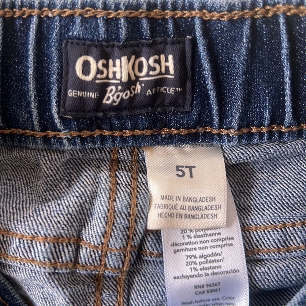 OshKosh B’gosh Blue Denim Jeans Elastic Back Waist 5T - Picture 5 of 10